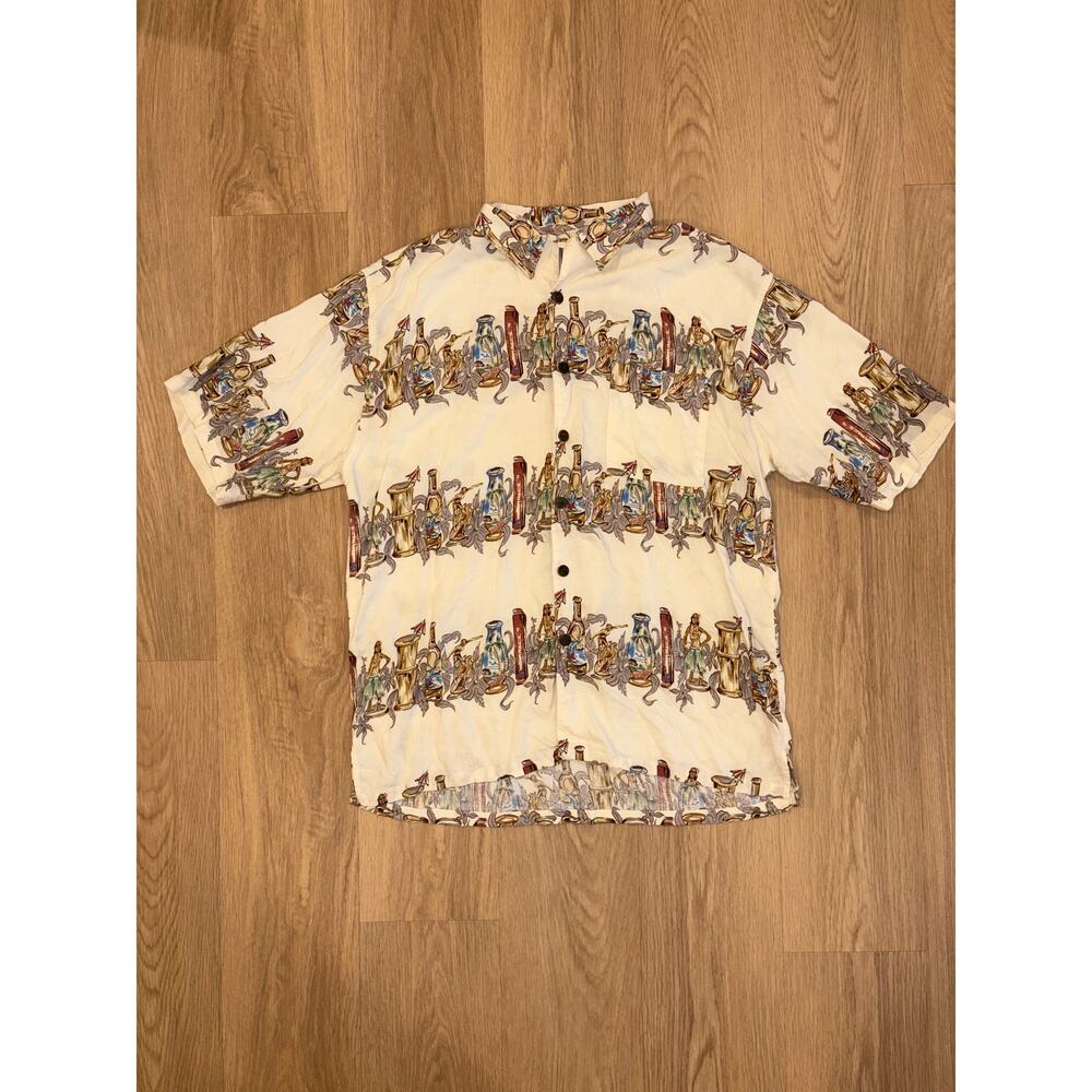 Gotcha sport fun tiki hawaiian shirt cream size XL
